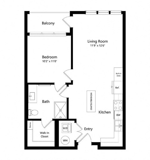 a floor plan of a house with a bedroom and a living room